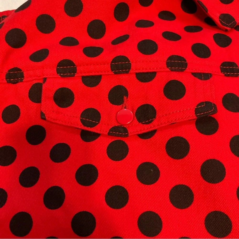 NWT Disney Parks Minnie Mouse Red and Black Jean Style Jacket Women’s - Picture 9 of 14